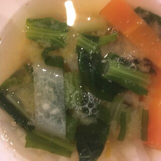 小松菜と人参と大根の味噌汁
